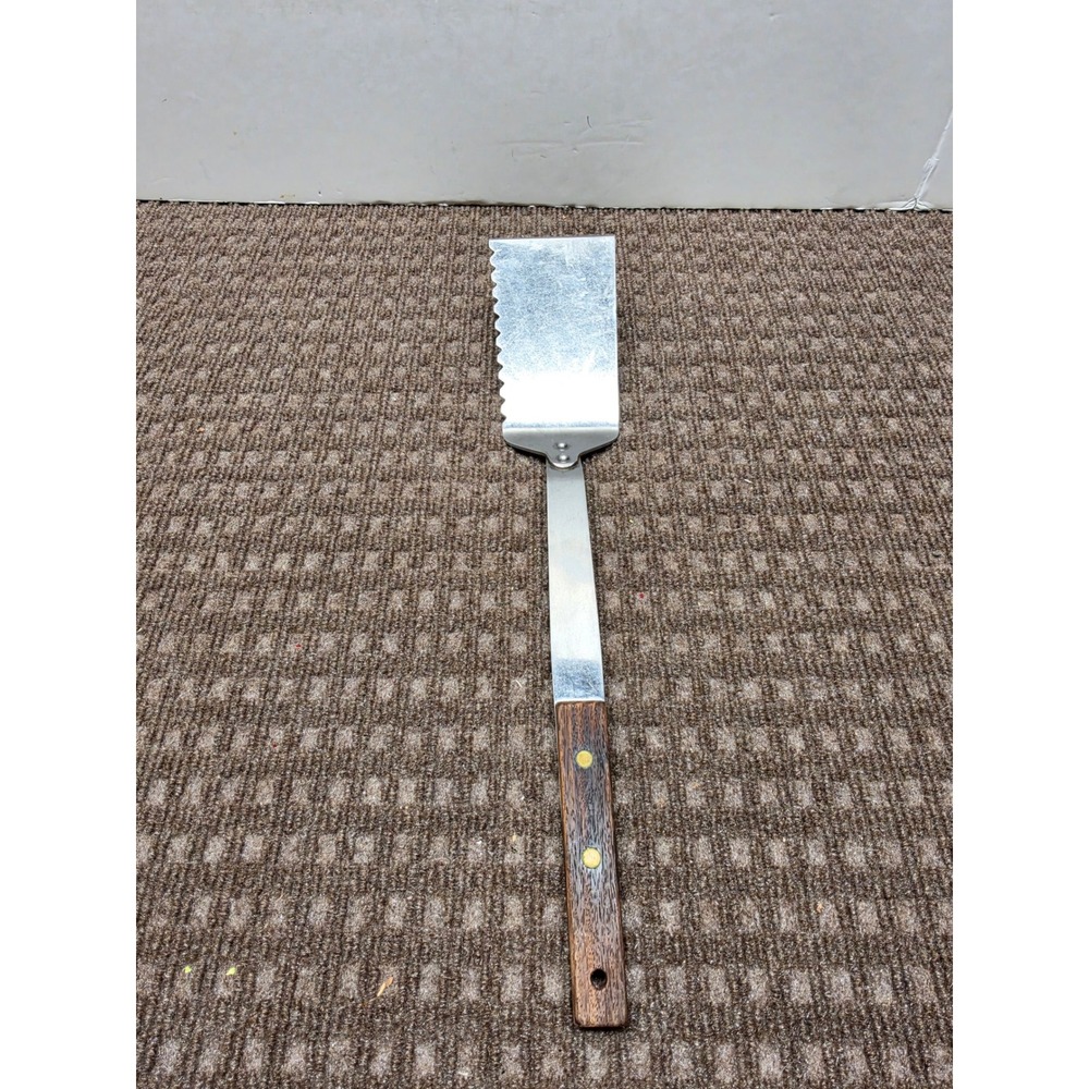 Vintage Vernco Mid Century Modern Serrated Spatula Turner Wood Handle Japan